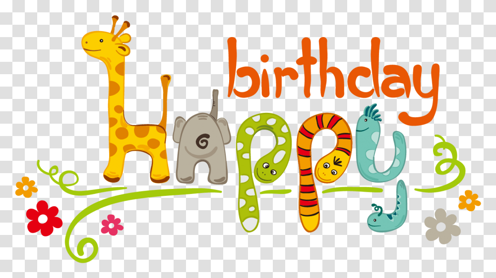 Happy Birthday Cartoon, Alphabet, Number Transparent Png