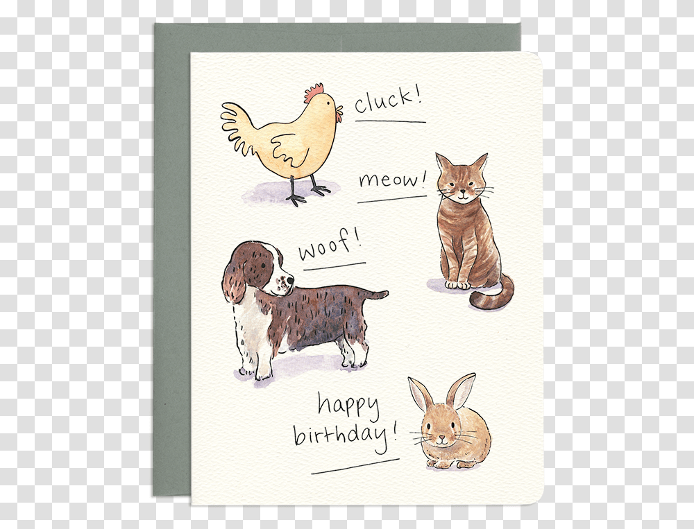 Happy Birthday Cat Dog Chicken Rabbit And Turtle Cartoon, Cow, Mammal, Animal, Bird Transparent Png