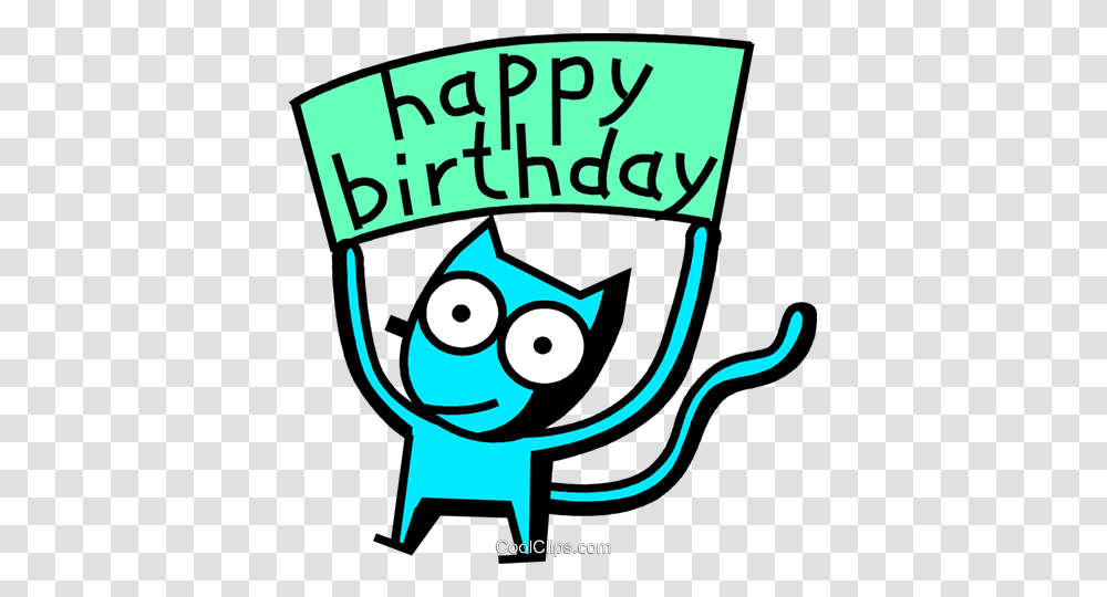 Happy Birthday Cat Royalty Free Vector Clip Art Illustration, Poster, Advertisement, Paper Transparent Png