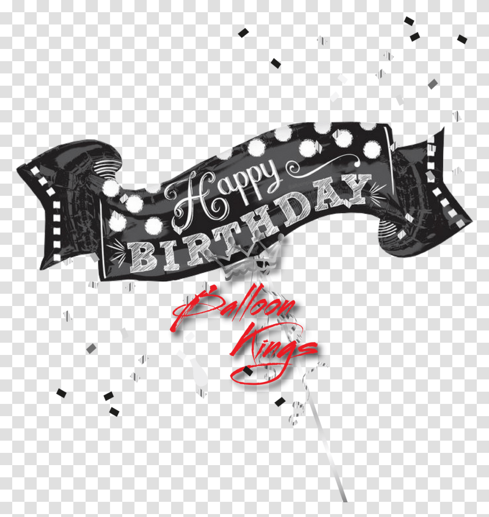 Happy Birthday Chalkboard Banner Dot, Text, Paper, Art, Graphics Transparent Png