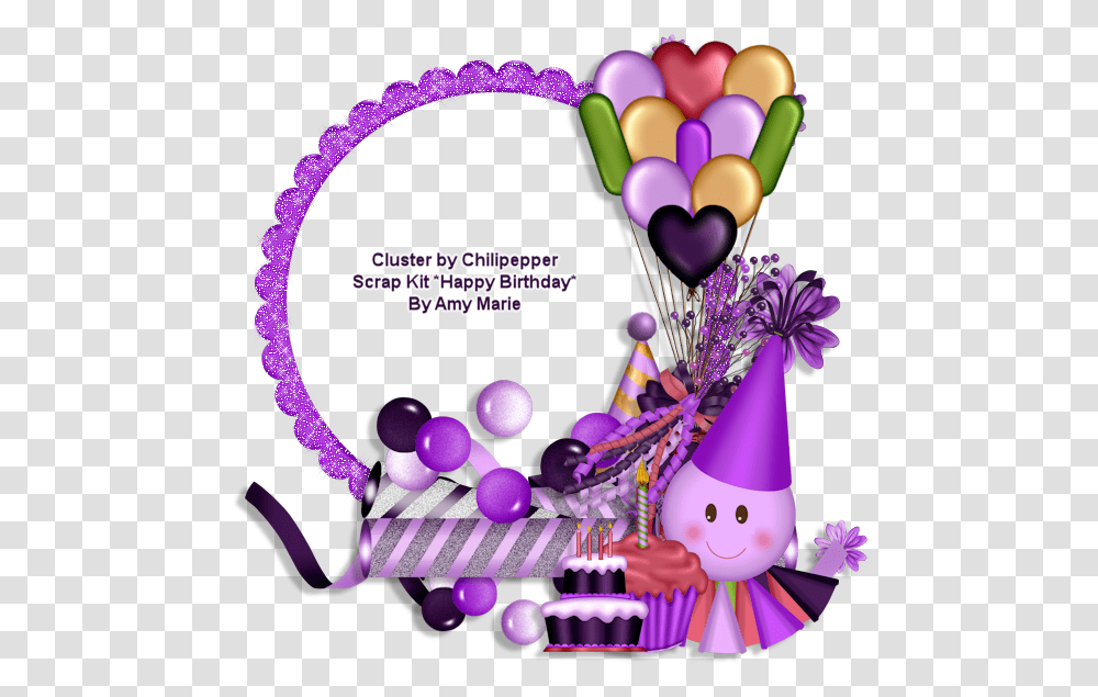 Happy Birthday Cluster Frames, Apparel, Party Hat, Purple Transparent Png