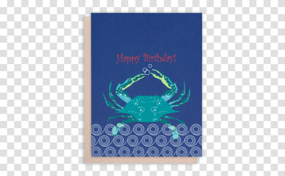 Happy Birthday Crab Card Blue Maryland Crabs Happy Birthday, Sea Life, Animal, Book, Food Transparent Png