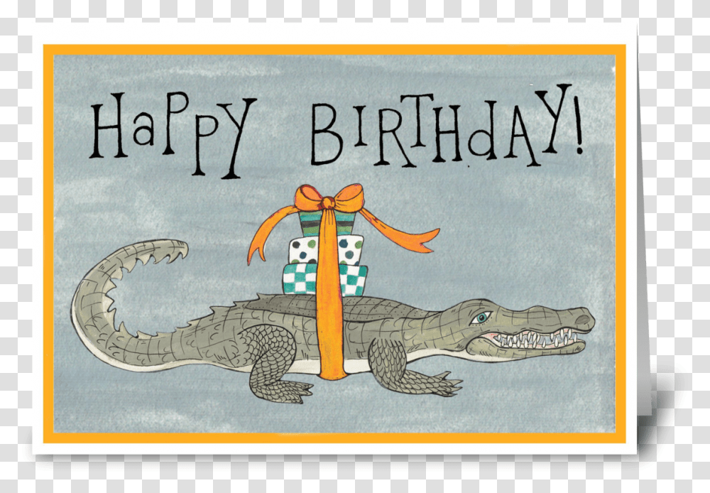Happy Birthday Crocodile Greeting Card Komodo Dragon Happy Birthday, Reptile, Animal, Alligator, Lizard Transparent Png