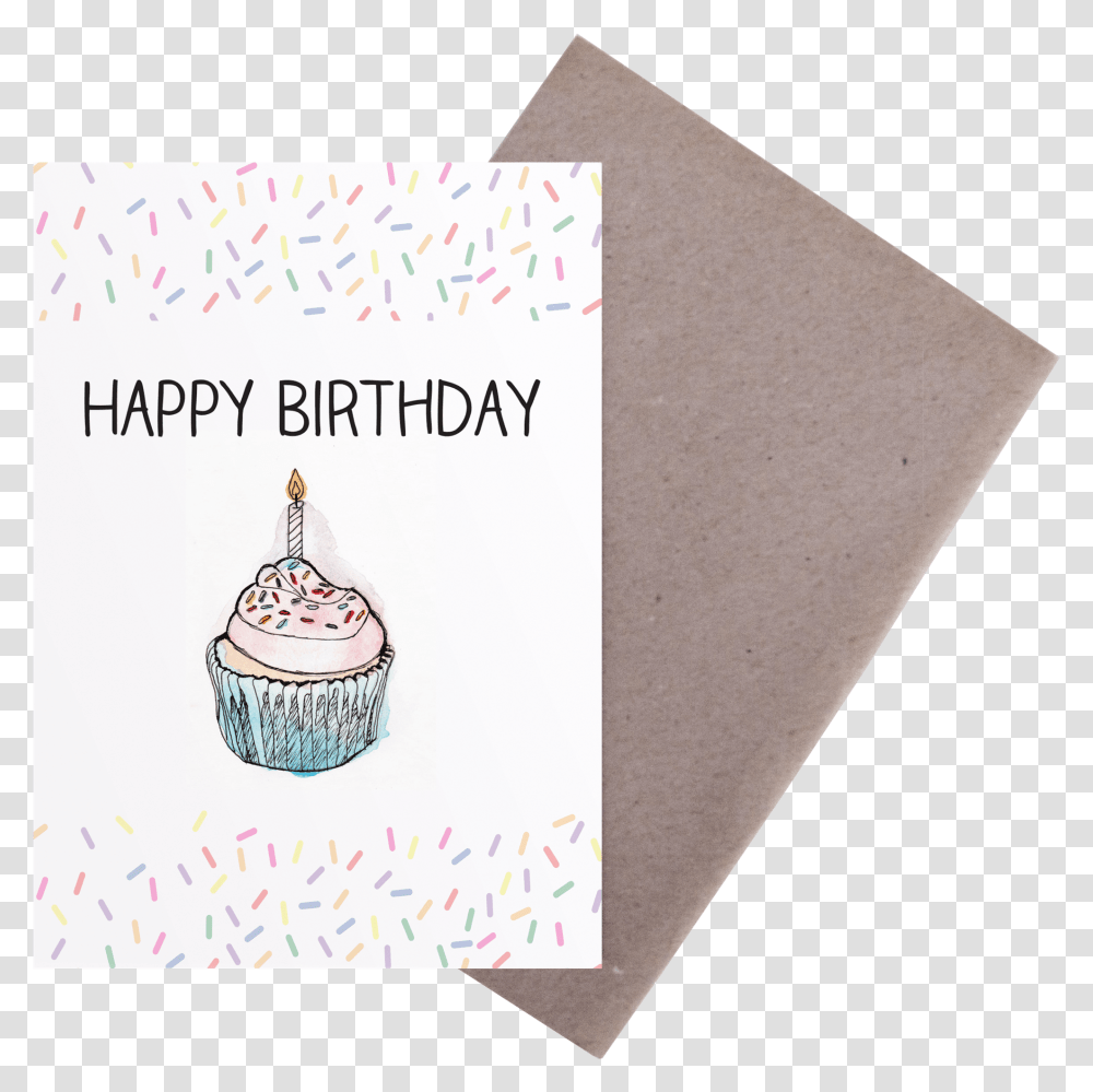 Happy Birthday Cupcake Cupcake, Envelope, Text, Business Card, Paper Transparent Png