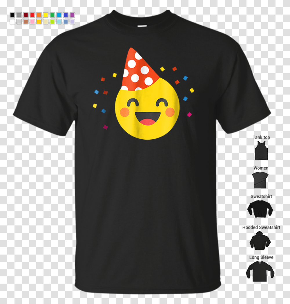 Happy Birthday Emoji Celebration Party T Shirt, Clothing, Apparel, T-Shirt, Person Transparent Png