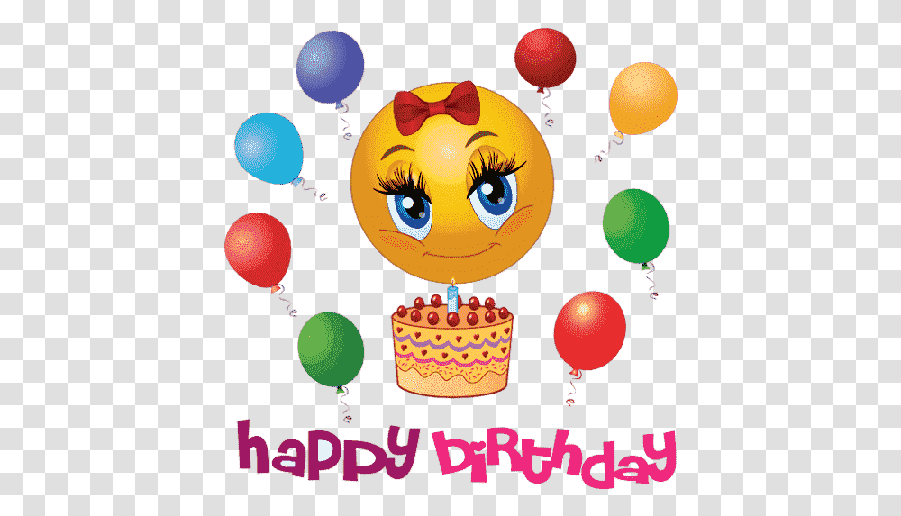 Happy Birthday Emoji Free Download Smiley Happy Birthday Emoji, Balloon, Birthday Cake, Dessert, Food Transparent Png