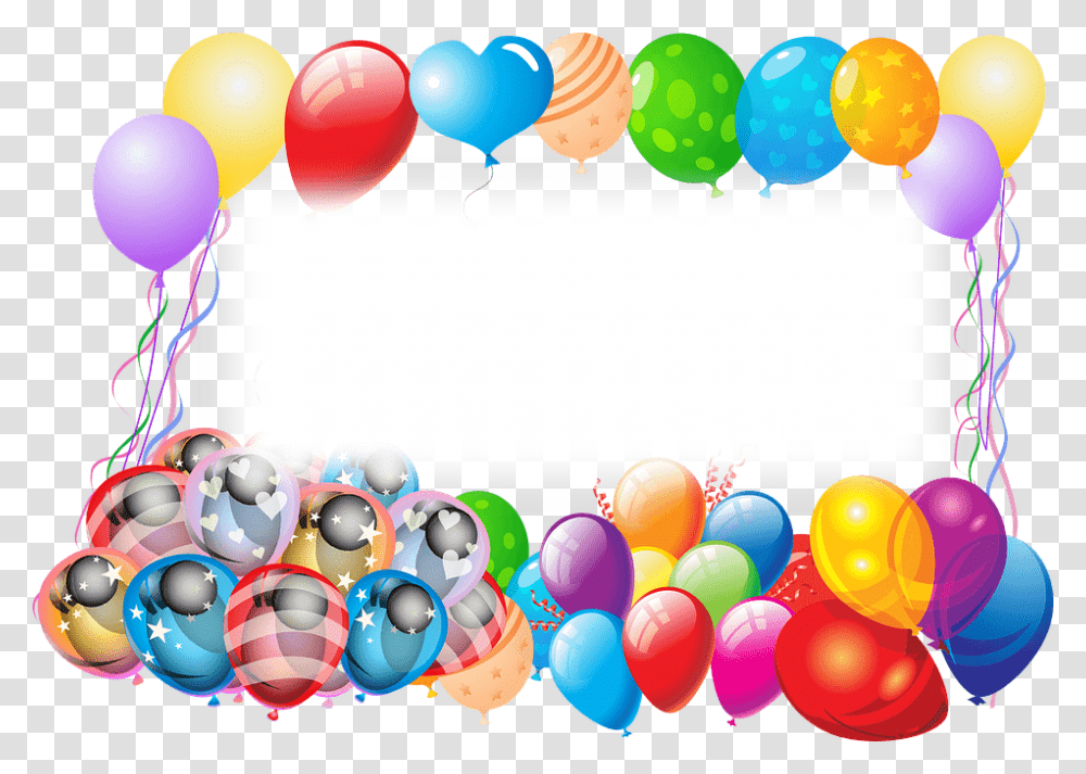 Happy Birthday Frame With Balloons, Food, Meal Transparent Png