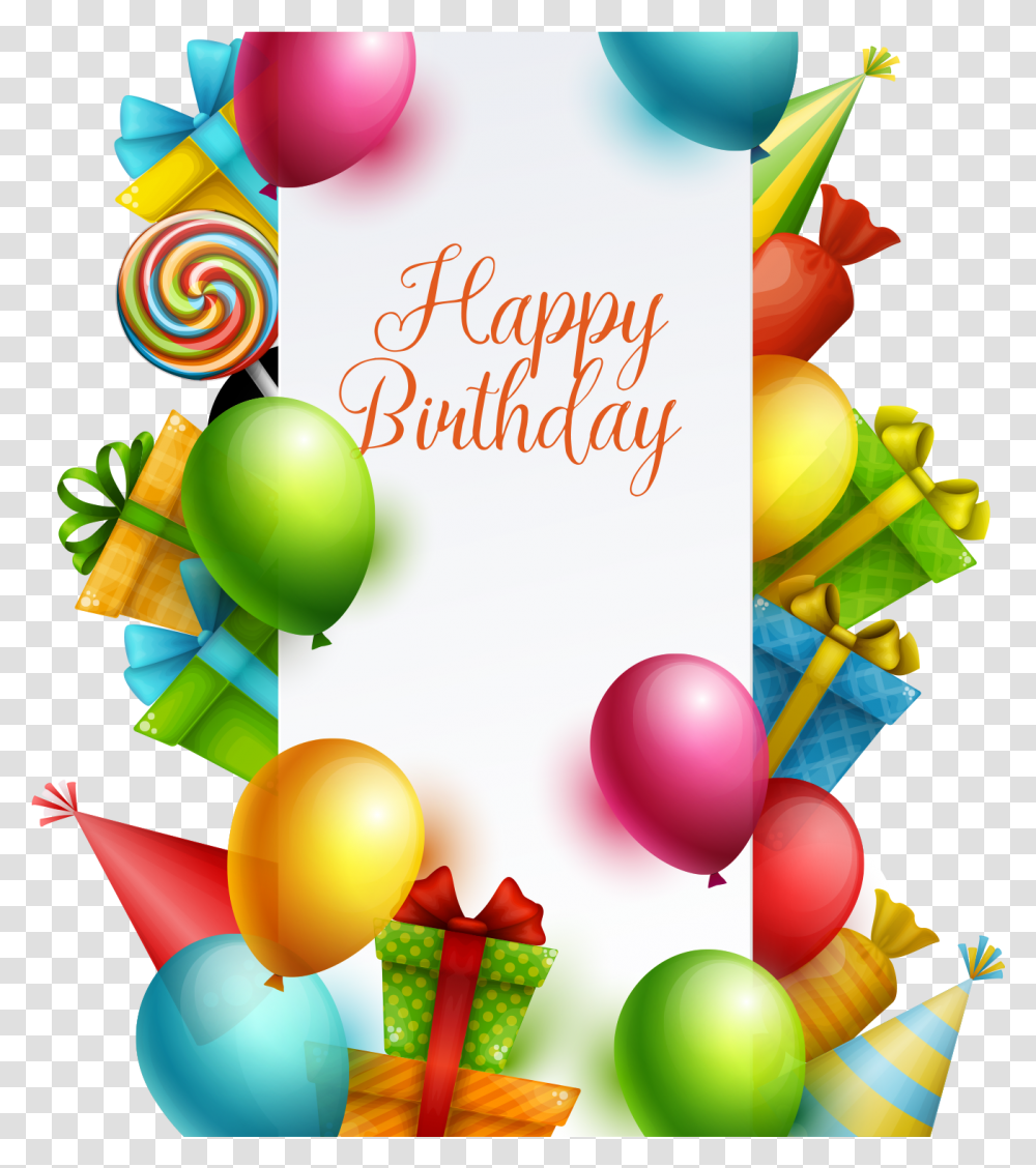 Happy Birthday Gift Vector Colorful Birthday Happy Birthday, Balloon, Food Transparent Png