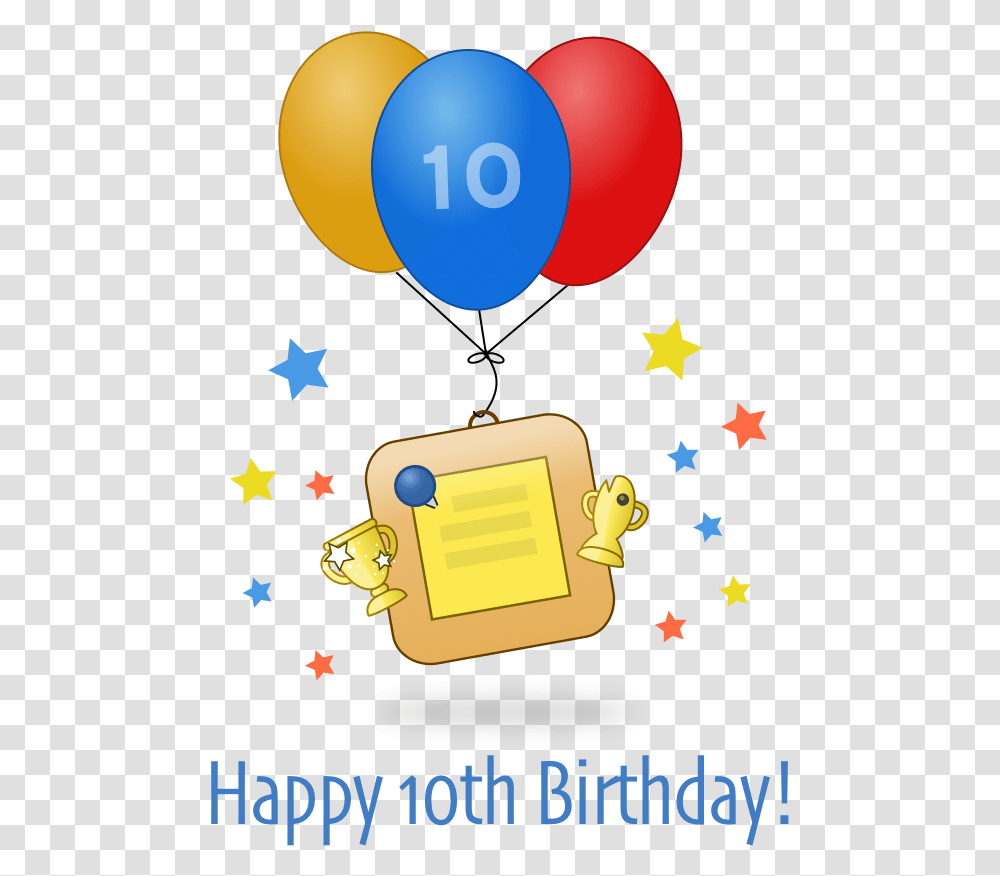 Happy Birthday Happy 10th Birthday Christian, Balloon, Poster, Advertisement, Star Symbol Transparent Png