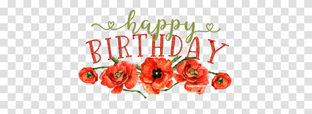 Happy Birthday Happy Birthday Stickers With Flowers, Plant, Blossom, Poppy, Text Transparent Png
