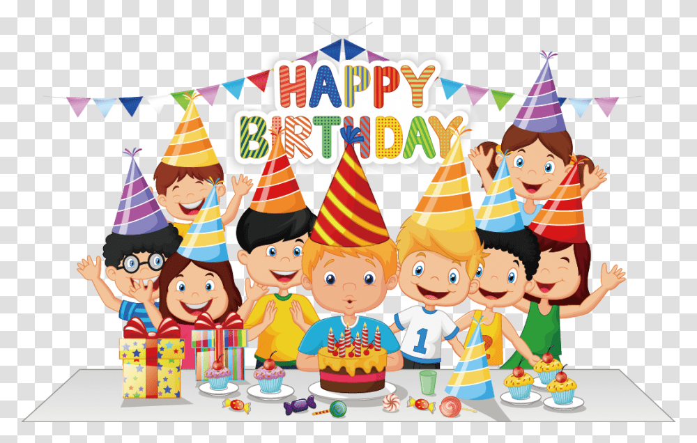 Happy Birthday Hat Birthday Cake Party Cartoon Birthday Celebration Birthday Party Clipart, Clothing, Apparel, Party Hat,  Transparent Png