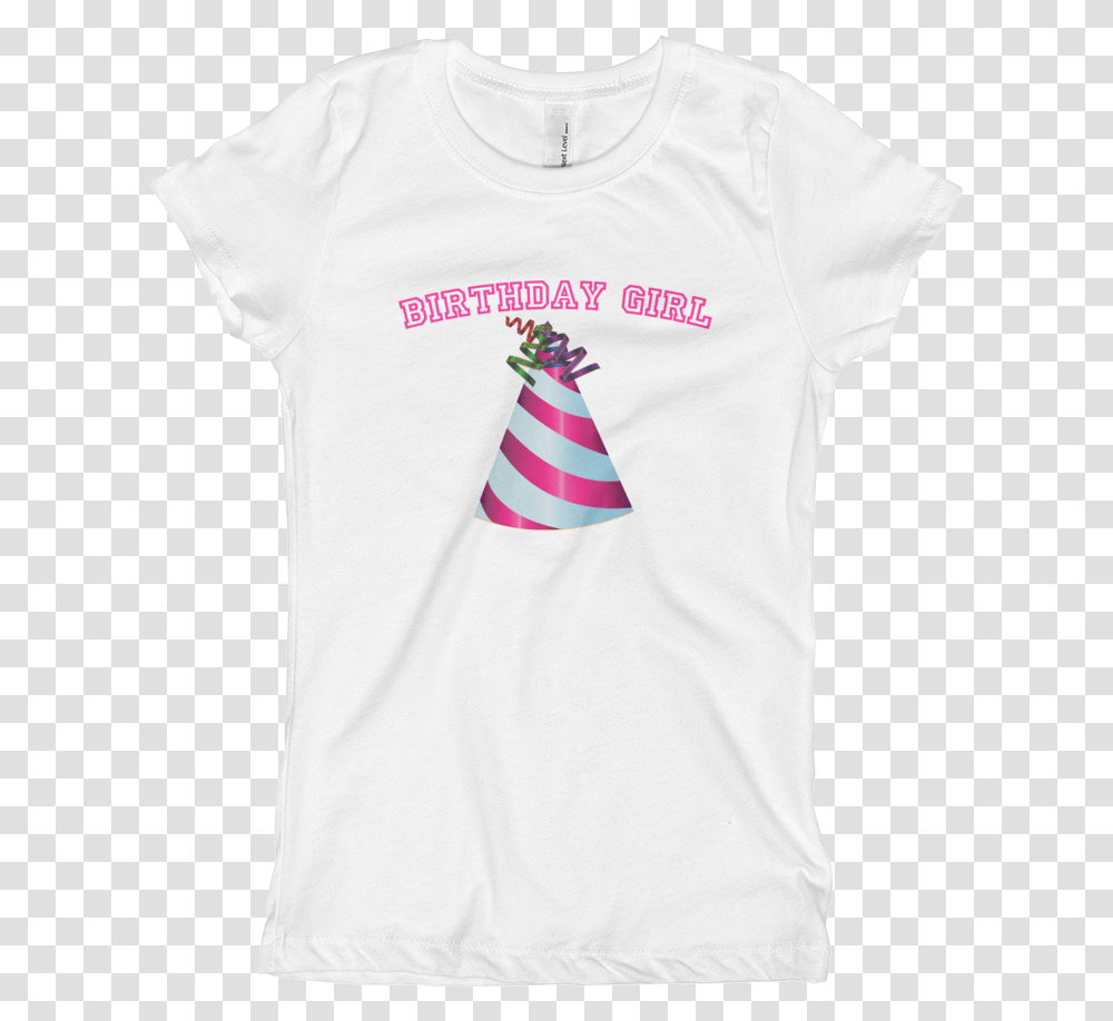 Happy Birthday Hat Girl's T Shirt Active Shirt, Clothing, Apparel, T-Shirt, Party Hat Transparent Png