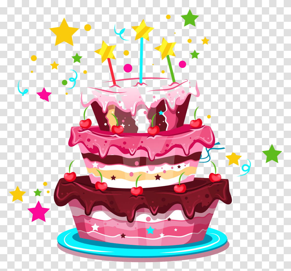 Happy Birthday Image Cake Cartoon Happy Birthday, Birthday Cake, Dessert, Food, Paper Transparent Png