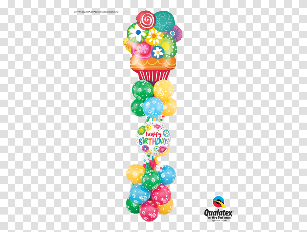 Happy Birthday In Column, Balloon, Rattle Transparent Png