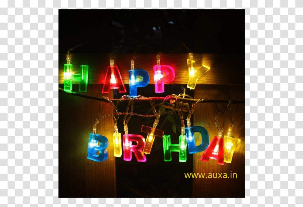 Happy Birthday Led Lighting Decoration For Birthday Party, Neon, Lamp, Candle Transparent Png