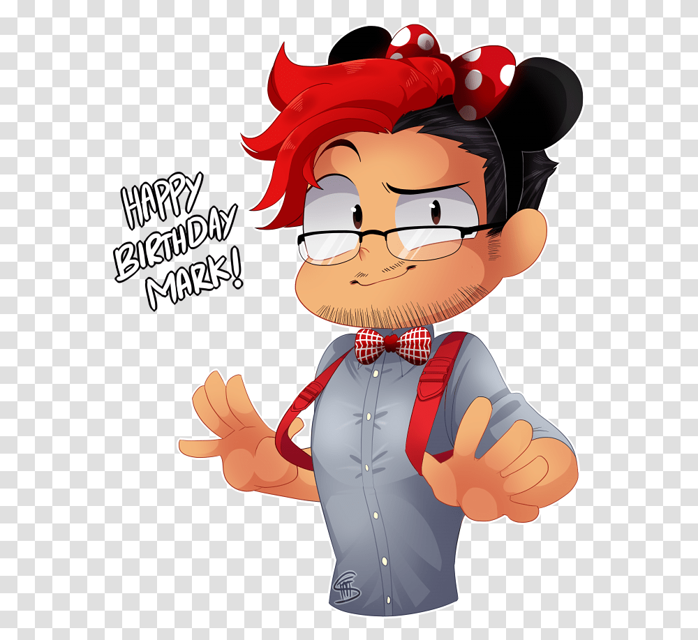 Happy Birthday Markimoo By Floatingmegane San Cartoon, Person, Hand, Face Transparent Png