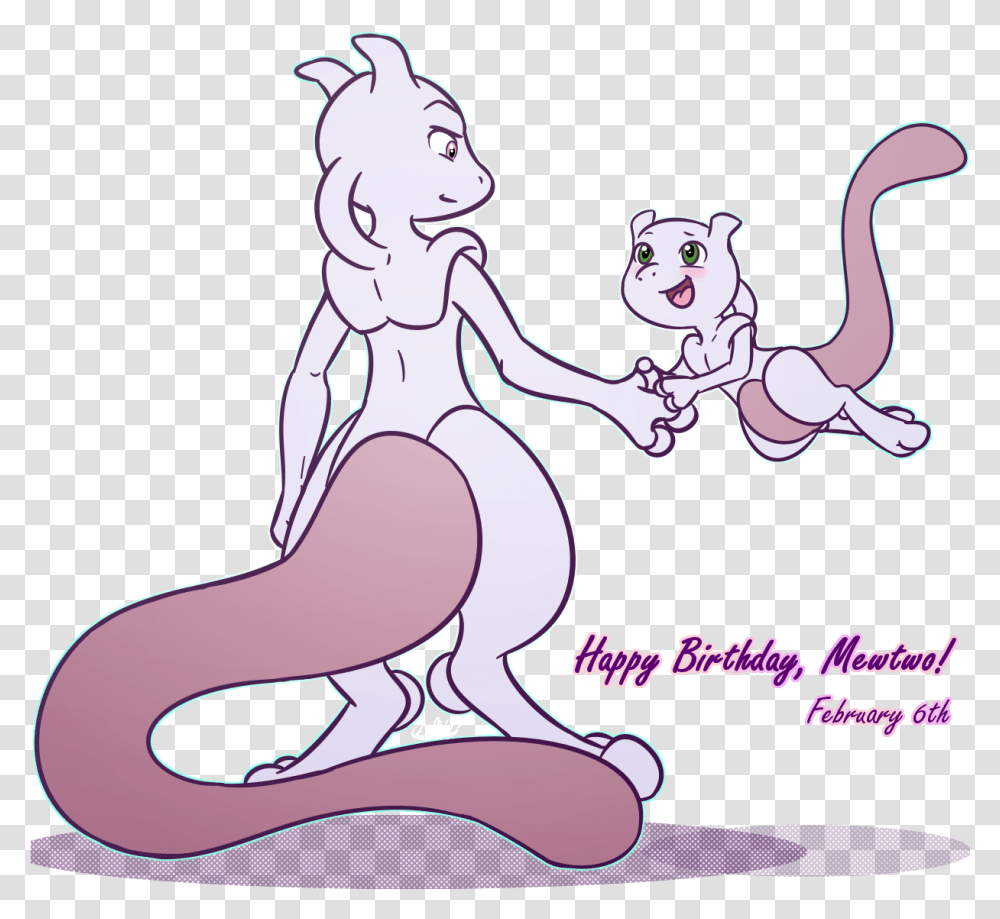 Happy Birthday Mewtwo - Weasyl Mew And Baby Mewtwo, Animal, Mammal, Art, Drawing Transparent Png