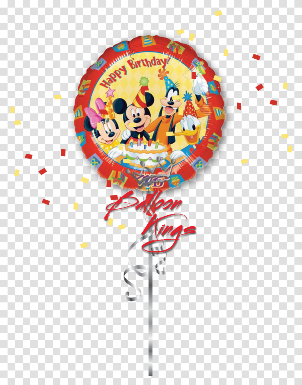 Happy Birthday Mickey Happy Birthday Disney Balloons, Confetti, Paper Transparent Png