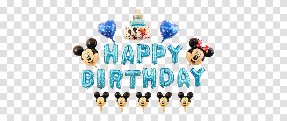 Happy Birthday Mickey Minnie Mouse Happy Birthday Mickey Mouse Blue, Leisure Activities, Text, Rug, Crowd Transparent Png