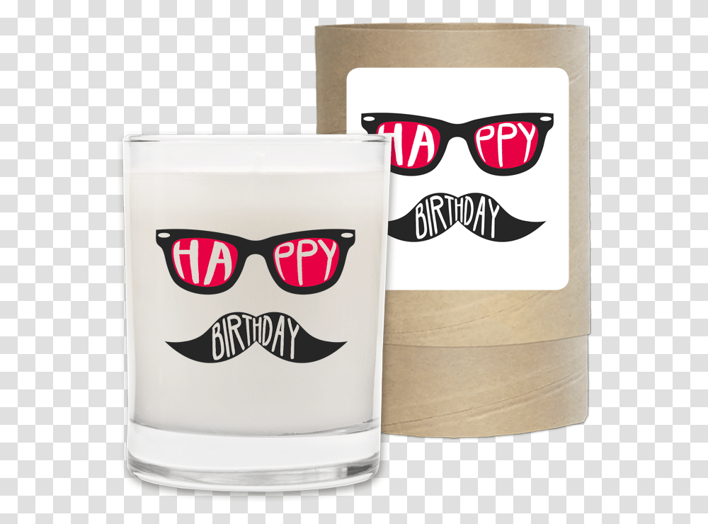 Happy Birthday Mustache Candle Pint Glass, Sunglasses, Accessories, Coffee Cup, Beverage Transparent Png