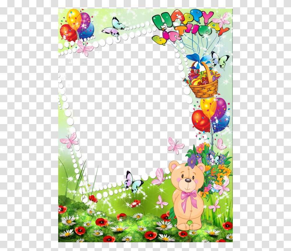 Happy Birthday Photo Frames For Kids, Floral Design, Pattern Transparent Png