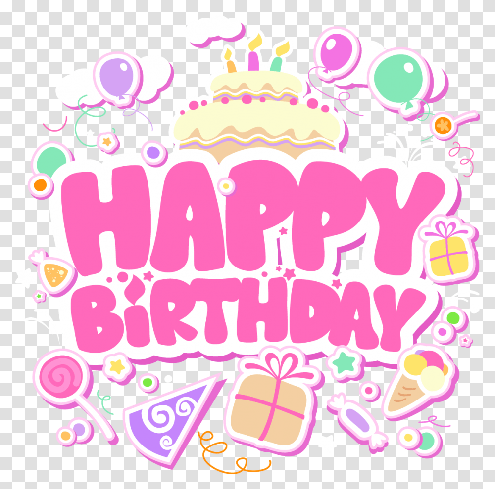 Happy Birthday Pink, Doodle, Drawing Transparent Png