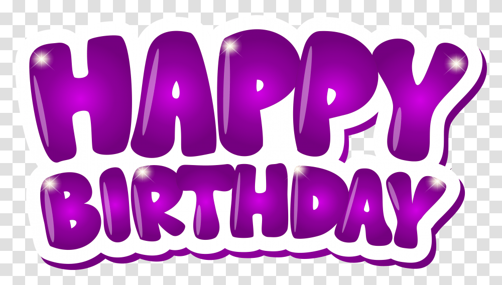 Happy Birthday Purple Clipart, Text, Label, Plant, Icing Transparent Png