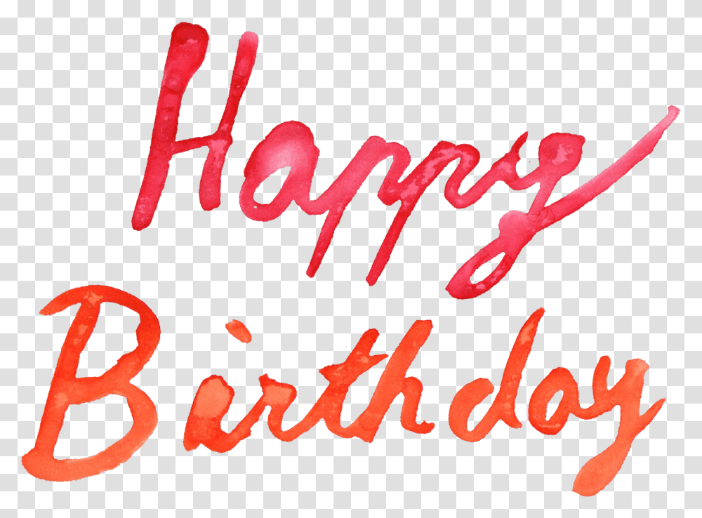 Happy Birthday Red, Alphabet, Handwriting, Calligraphy Transparent Png