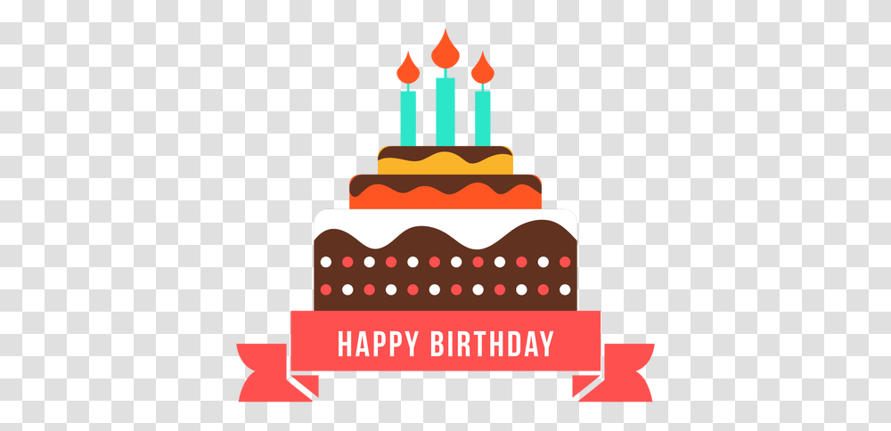Happy Birthday Ribbon Cake Candle Fire Flat Journeys By Dj 70 Minutes, Dessert, Food, Birthday Cake, Wedding Cake Transparent Png