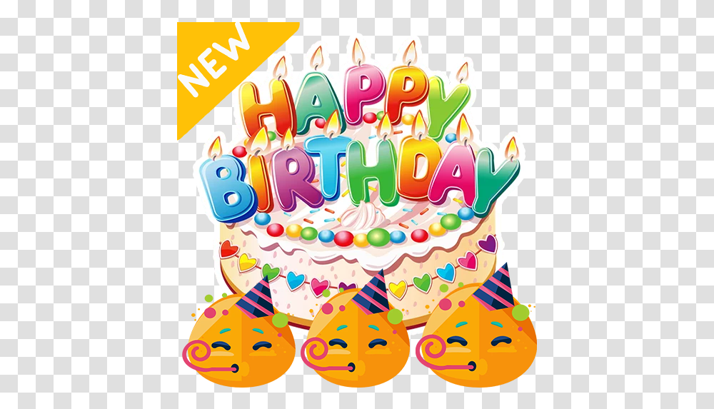 Happy Birthday Stickers Clip Art Happy Birthday Cake Background, Dessert, Food, Icing, Cream Transparent Png