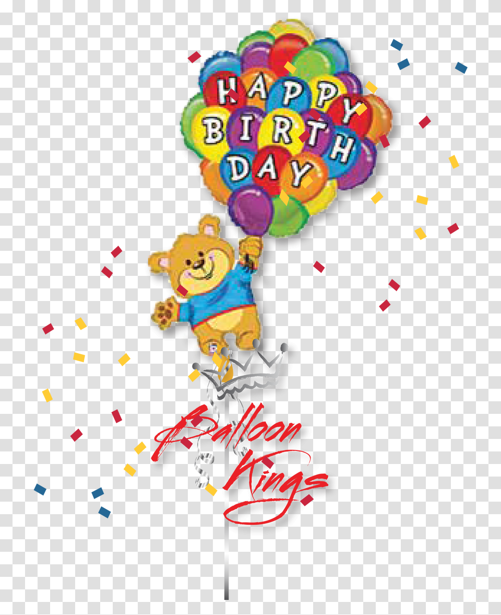 Happy Birthday Teddy Bear D Happy Birthday Balloons Cartoon, Paper, Poster, Advertisement, Confetti Transparent Png