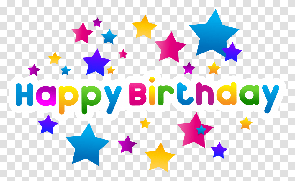 Happy Birthday Text Decor Clipart Image Background Happy Birthday Clipart, Star Symbol Transparent Png