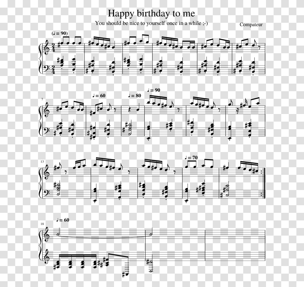 Happy Birthday To Me Sheet Music, Gray, World Of Warcraft Transparent Png