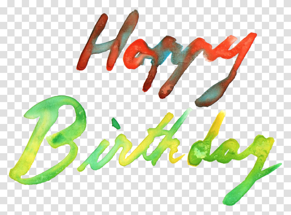 Happy Birthday Watercolor Calligraphy, Text, Plant, Alphabet, Handwriting Transparent Png