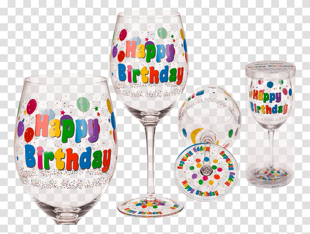 Happy Birthday Wijnglas, Glass, Wine Glass, Alcohol, Beverage Transparent Png