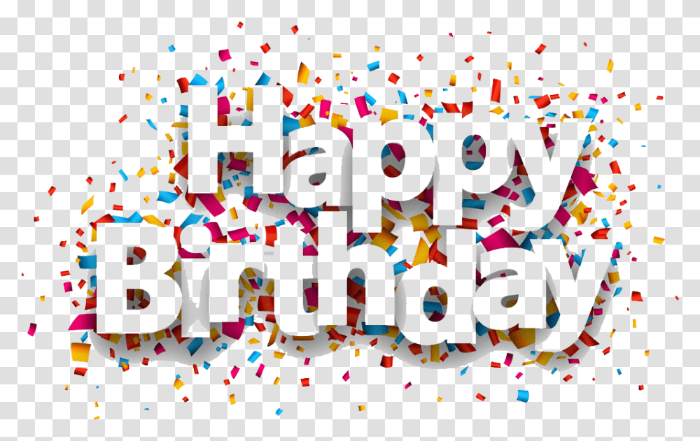Happy Birthday With Confetti Design Happy Birthday Design, Paper, Person, Human Transparent Png