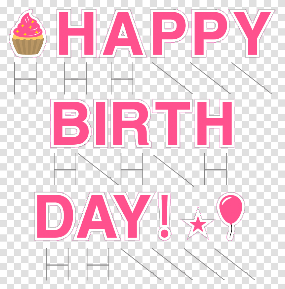 Happy Birthday Yard Letters Girly, Label, Text, Alphabet, Poster Transparent Png