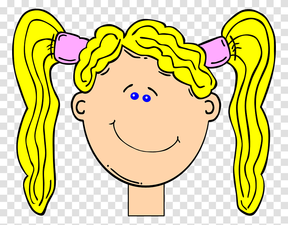 Happy Blonde Girl With Pig Tails Clip Art, Apparel, Headband, Hat Transparent Png