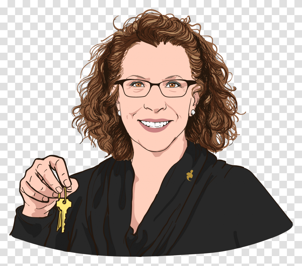 Happy Business Woman Cartoon, Glasses, Accessories, Person, Face Transparent Png