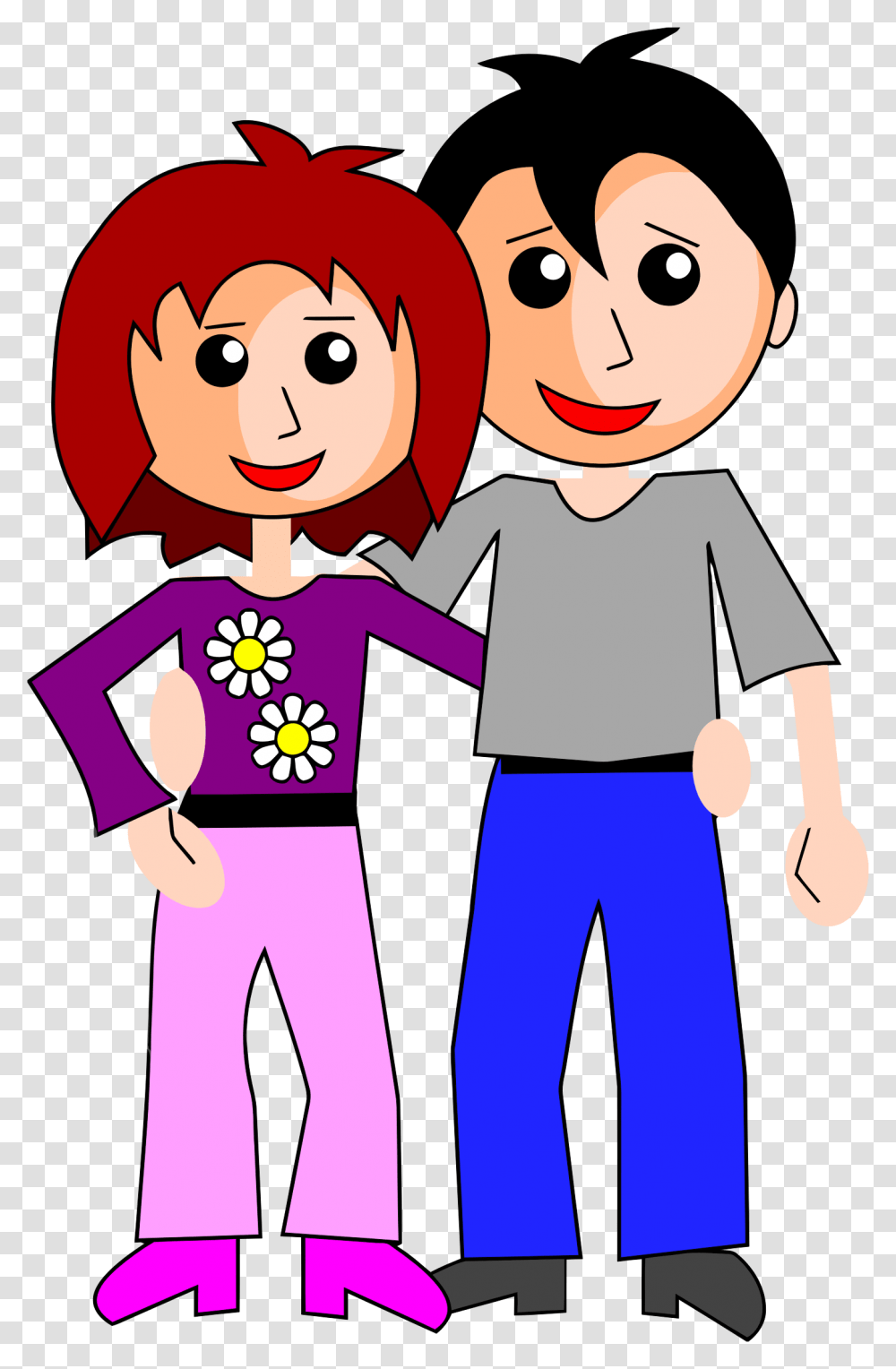 Happy Cartoon Couple Icons, Family, Girl, Female, Hand Transparent Png