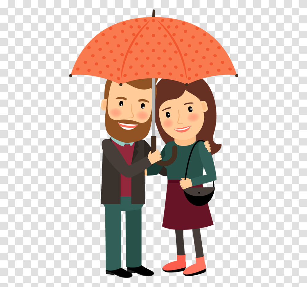 Happy Cartoon Couple Under Umbrella In Love Hugging Couple Couple Cartoon Love, Person, Human, Canopy, People Transparent Png
