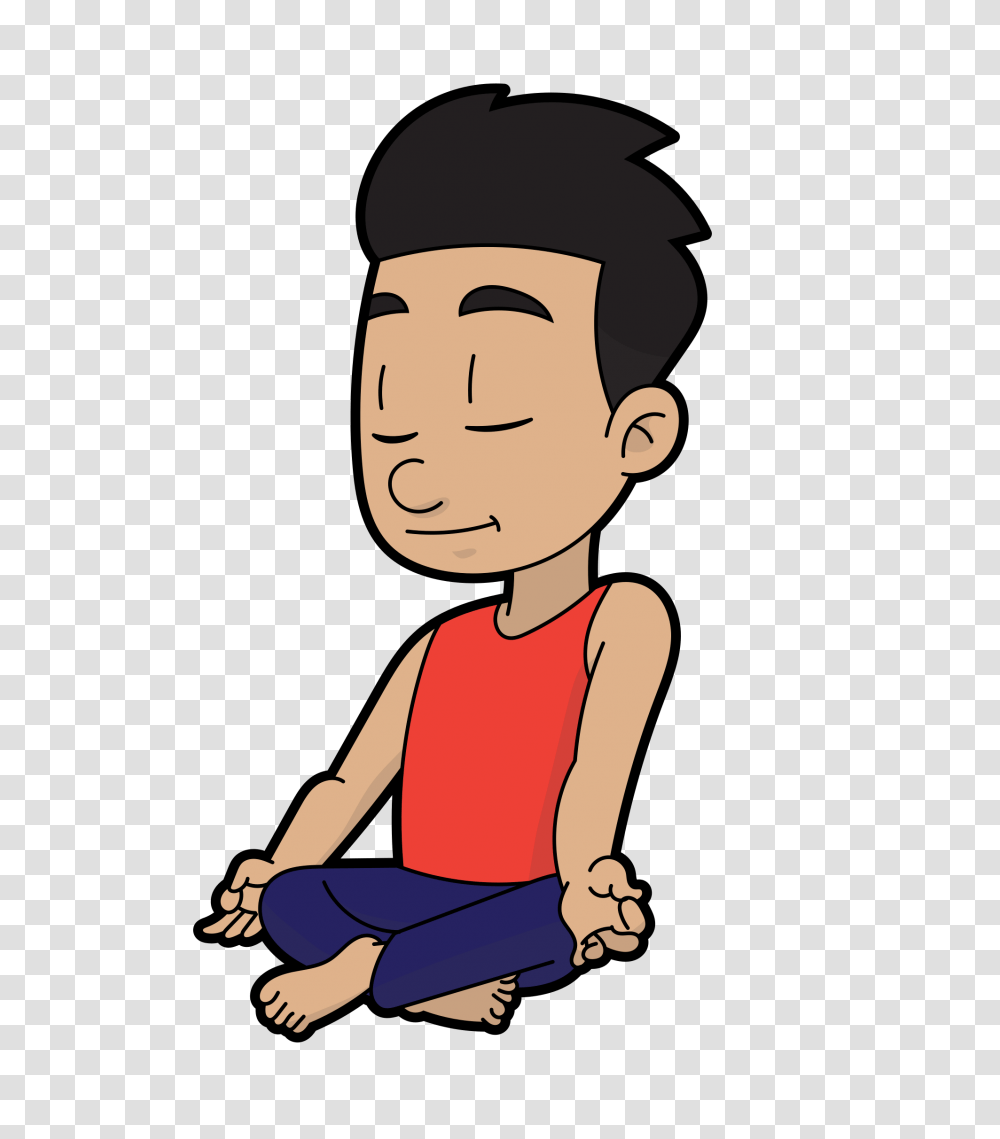 Happy Cartoon Man In Meditation, Person, People, Photography, Arm Transparent Png