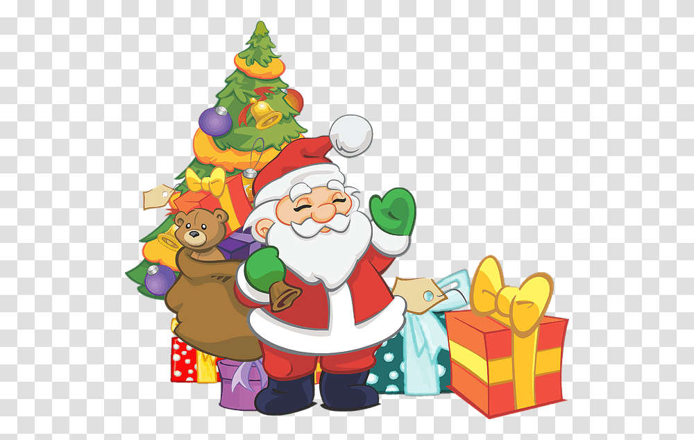 Happy Christmas Santa Claus Clip Art Free, Tree, Plant, Performer, Birthday Cake Transparent Png