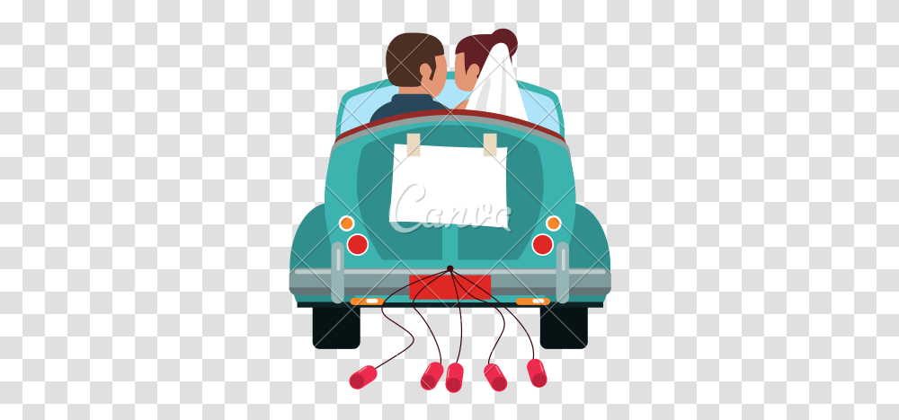 Happy Couple Married Icon Stock Vector Art Illustration Just Married Car Vector, Funeral, Vehicle, Transportation, Automobile Transparent Png