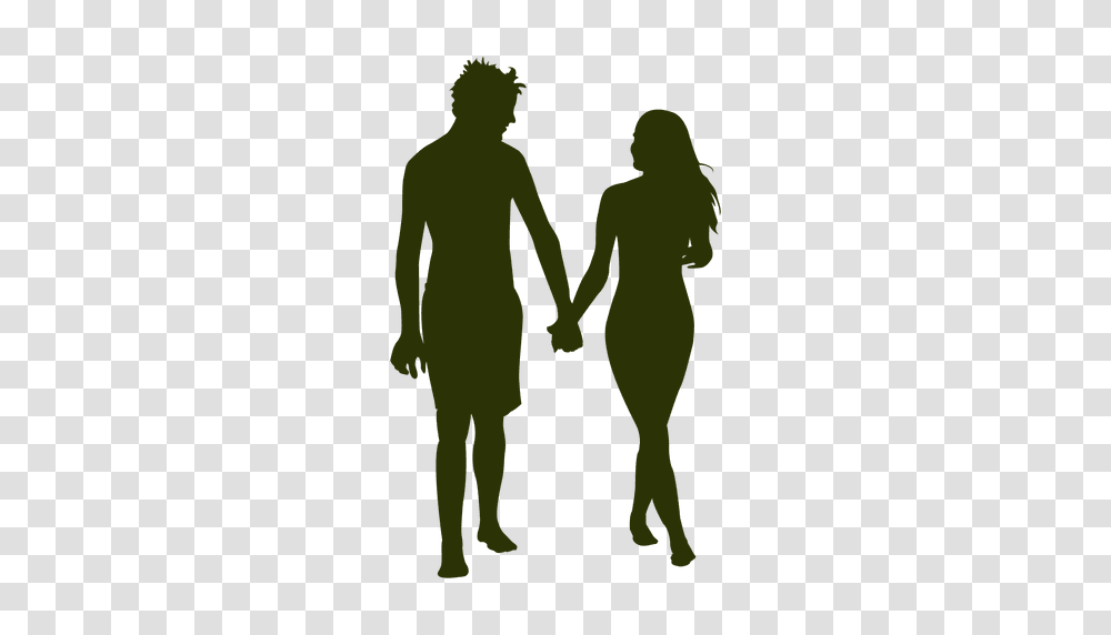 Happy Couple Walking Silhouette, Holding Hands, Person, Human, Painting Transparent Png
