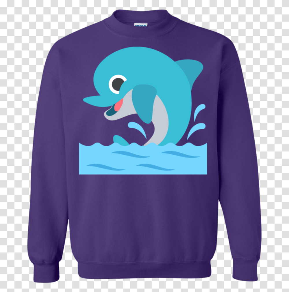 Happy Dolphin Emoji Sweatshirt Sweater, Apparel, Sleeve, Long Sleeve Transparent Png