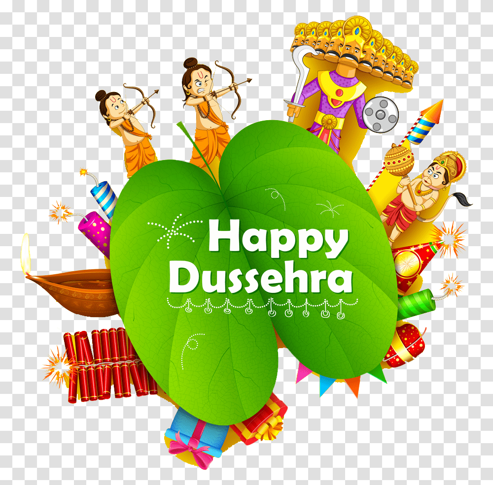 Happy Dussehra With Leaves, Toy, Person Transparent Png
