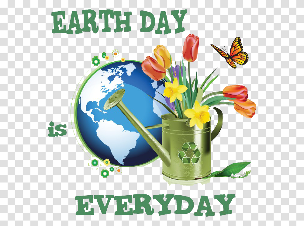 Happy Earth Day Clipart Beautiful Slogan On Earth Day, Tin, Can, Watering Can, Flower Transparent Png