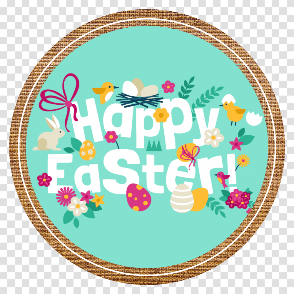 Happy Easter Circle Cartoon Jingfm Circle, Rug, Pattern, Text, Oval Transparent Png