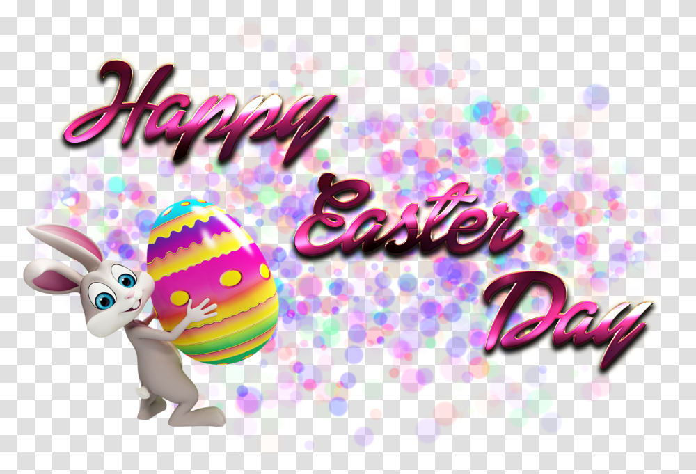 Happy Easter Day Background Easter Bunny Clipart, Graphics, Paper, Confetti, Text Transparent Png
